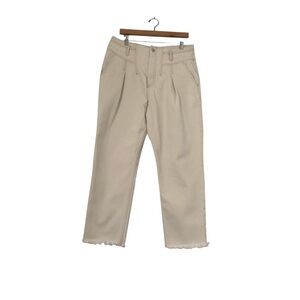 Free People We The Free Mom Jeans Sz 31 Ivory Retro Frayed Hem Pleated High Rise